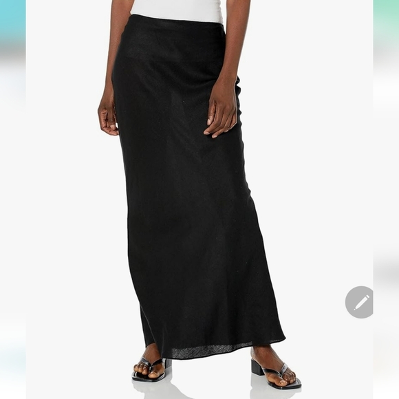 Vintage 90's Nia black stretch lace maxi skirt ribbon trim bow small - Picture 1 of 4